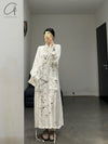Mutedance 24 Autumn and Winter Flower Dye Button Long Dress MD-MD24FW103-hoary